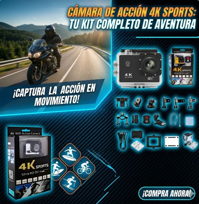CAMARA GO PRO 4K HD CON CONTROL Y WIFI