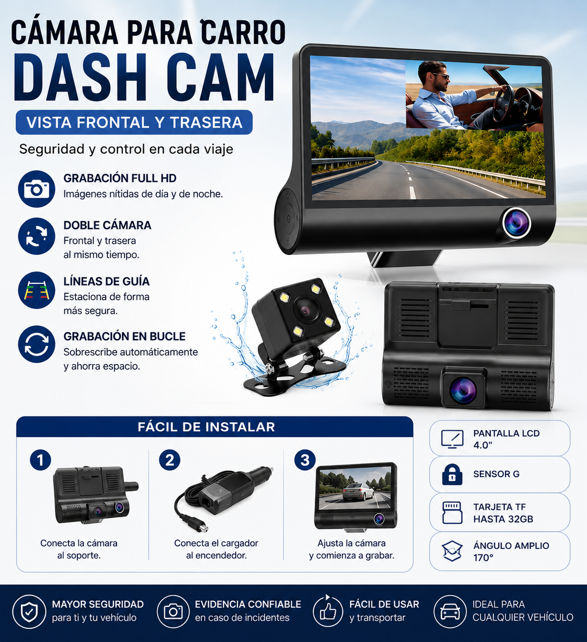 A191 CAM INTELIGENTE PARA CARRO 3 EN 1